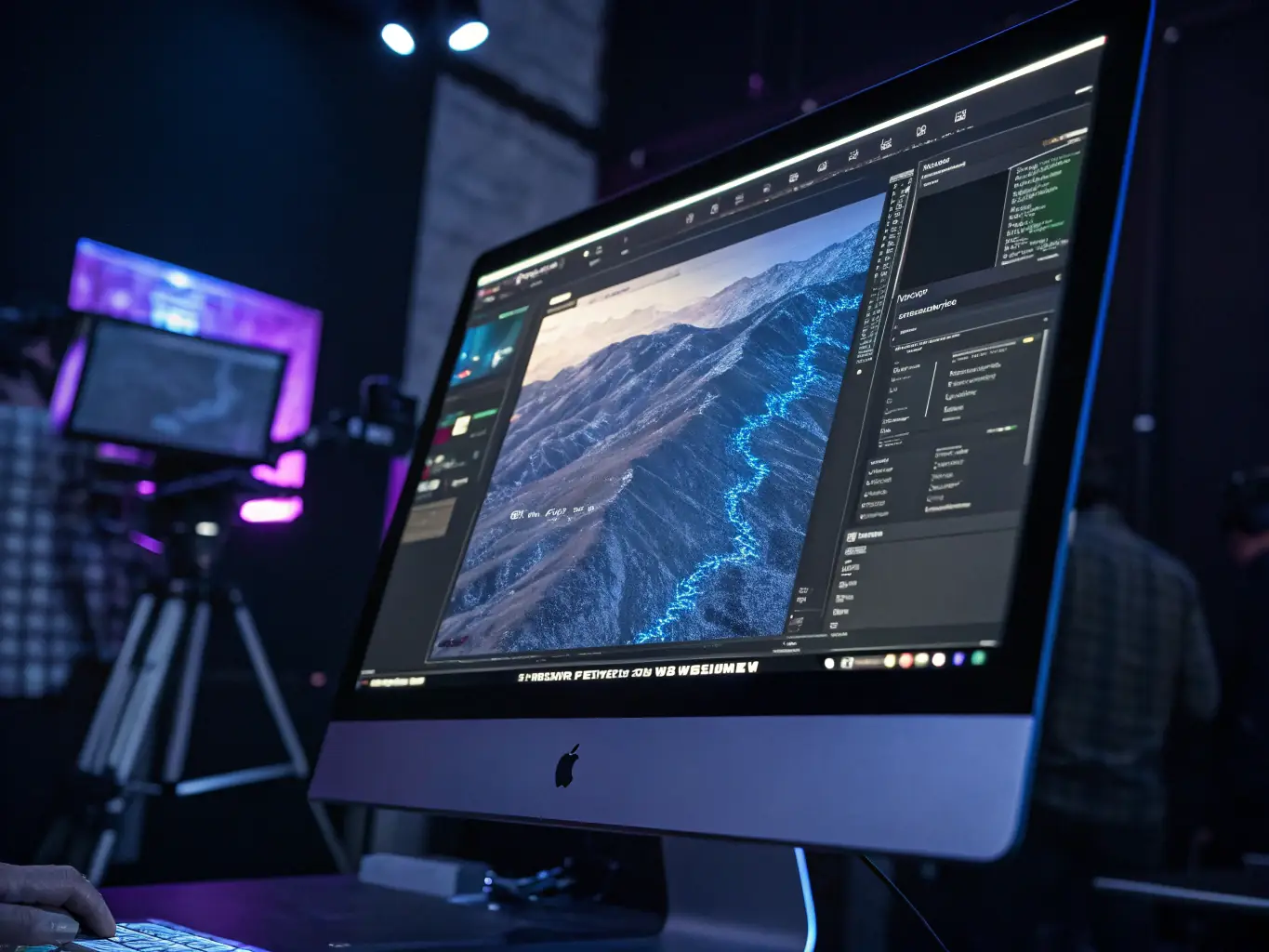 A 3D terrain model displayed on a computer monitor, showing detailed topography, illustrating AERIS's 3D mapping service.